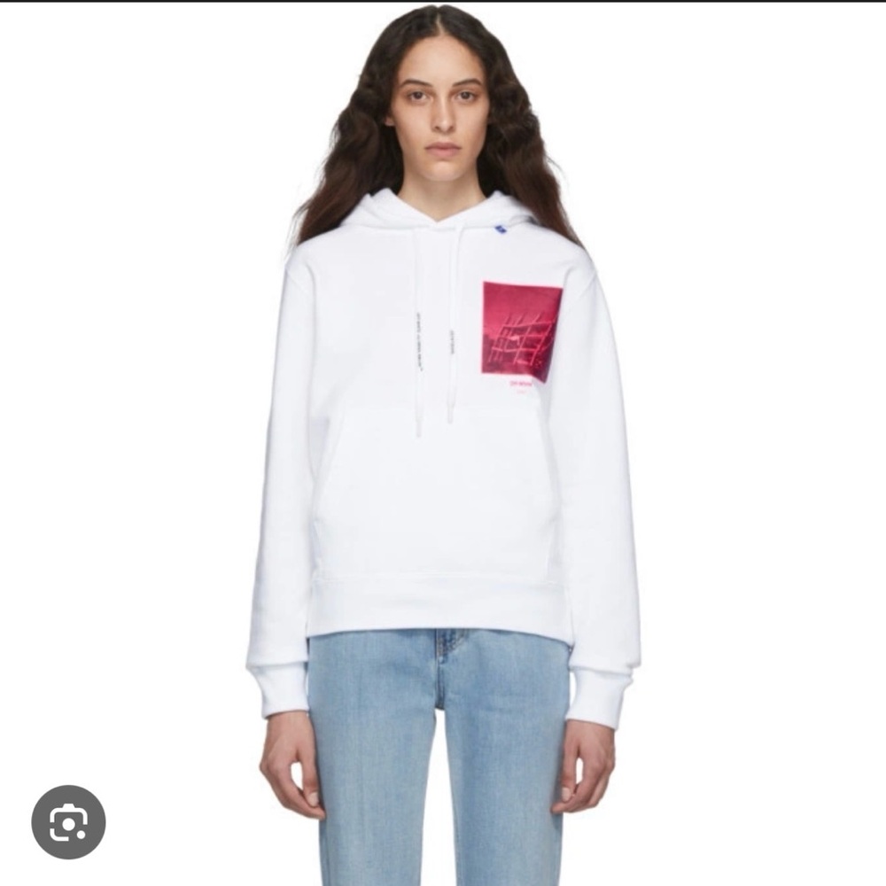 Off-White White Graphic Hoodie “Incomputo” Arrow Logo | Size S Streetwear 🤍